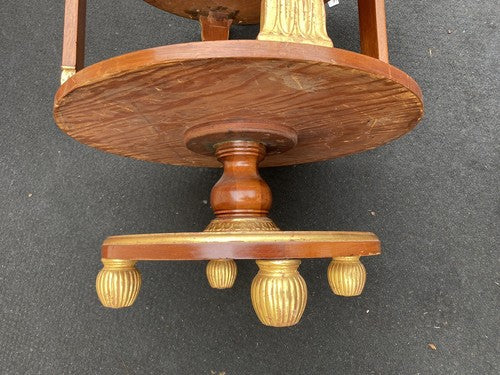 65467 Round Banded Burled Mahogany Lamp Table Stand