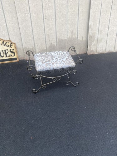 66353   Quality Fancy Scrolled Iron Vanity Bench Stool Ottoman