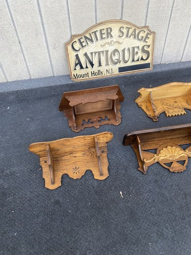 66003 Antique Victorian Mantle Clock Wall Shelf Curio Shelf