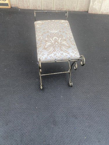 66353   Quality Fancy Scrolled Iron Vanity Bench Stool Ottoman