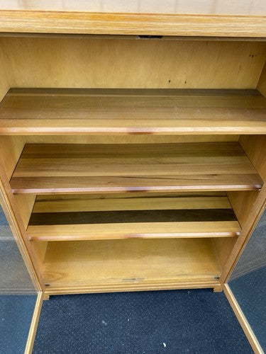 66237 Solid Oak Bookcase Curio Cabinet