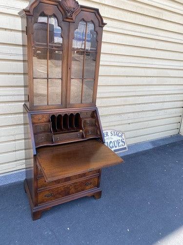 65915 KITTINGER Furniture Quality Walnut Secretary Desk w/ Bookcase Top