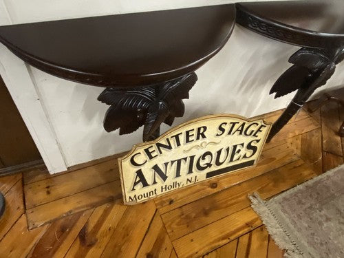 65312 Pair Mahogany Palm Tree Wall Table Stand s