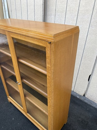 66237 Solid Oak Bookcase Curio Cabinet