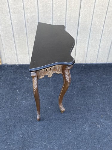 64748  Marble Top Carved Mahogany Console Table