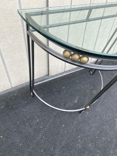65275 Glass Top Iron Console Table Stand