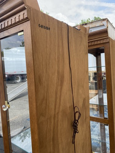 65590     PAIR   of    Matching    Oak Curio China Cabinets