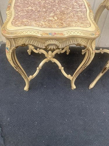 65575 Pair Decorator Marble Top Lamp Table Stand s