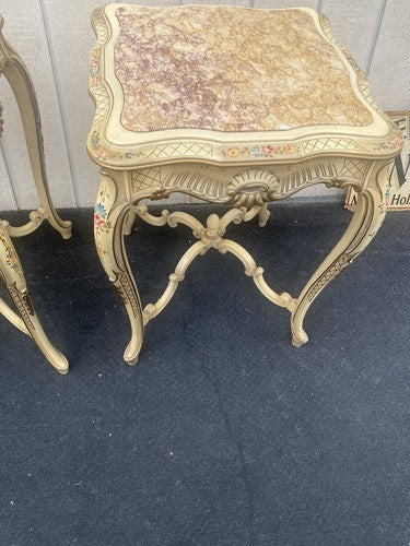 65575 Pair Decorator Marble Top Lamp Table Stand s