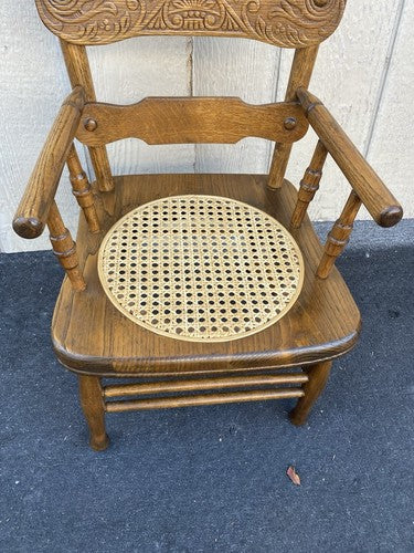 65962 Antique Oak Childs Doll Youth Chair