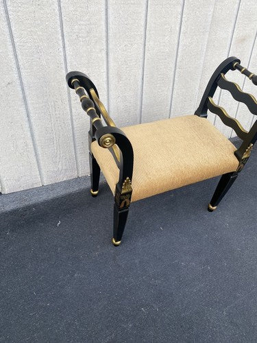 66067 Decorator Ebony Stenciled Vanity bench Stool