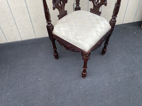 65855 Fancy Hand Carved Mahogany Figural Corner Chair