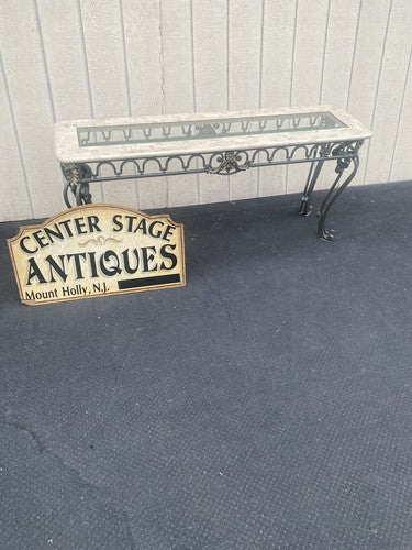 65883 Modern Marble Top Console Table with Glass Insert