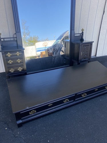 65374 Antique Victorian Ebony Vanity Dressing  Mirror RARE FIND