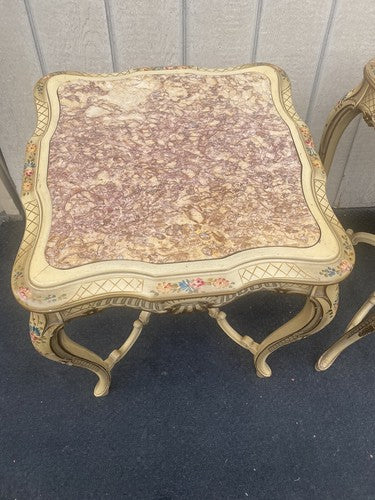 65575 Pair Decorator Marble Top Lamp Table Stand s