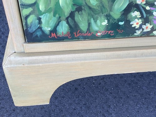 65085 Hand Painted Artist Signed Blanket Storage Chest w/ Drawer