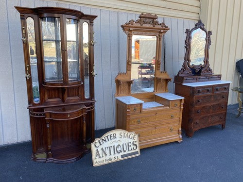 65166 Antique Victorian Oak Dresser with Mirror