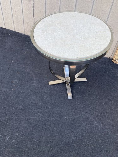 65722 Marble Top Modern Chrome and Marble Lamp Table Stand