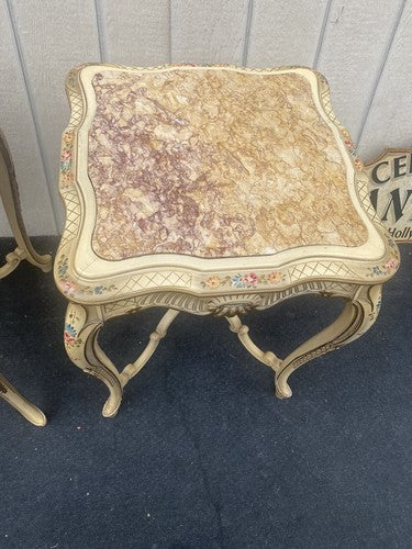 65575 Pair Decorator Marble Top Lamp Table Stand s