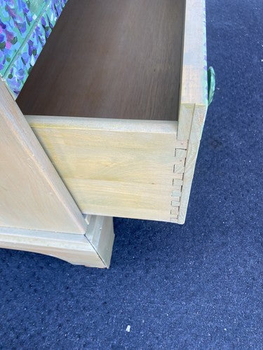 65085 Hand Painted Artist Signed Blanket Storage Chest w/ Drawer