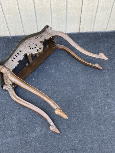 64748  Marble Top Carved Mahogany Console Table