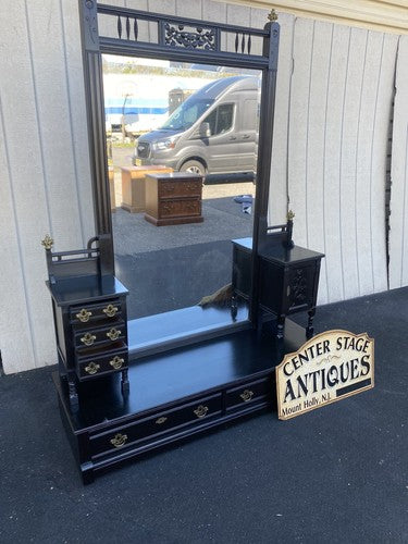 65374 Antique Victorian Ebony Vanity Dressing  Mirror RARE FIND