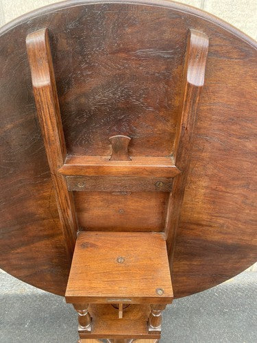 66045   Antique Victorian  Inlaid Tilt Top Lamp Table Stand