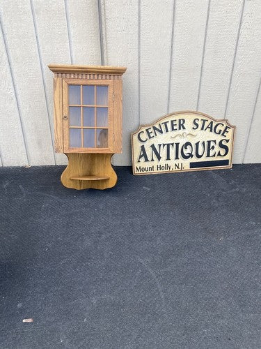 64451 Oak Corner Wall Hanging Shelf Cabinet