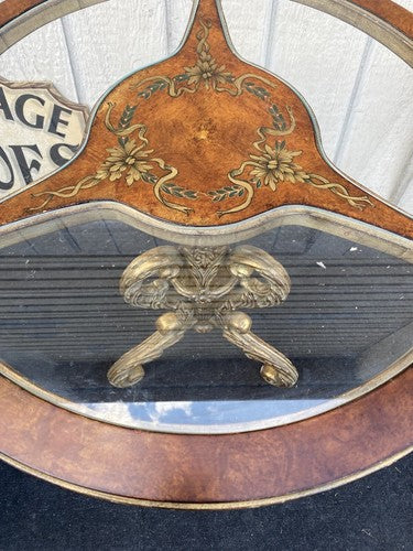 64780 Decorator Hand Painted Lamp Table with Glass Inserts