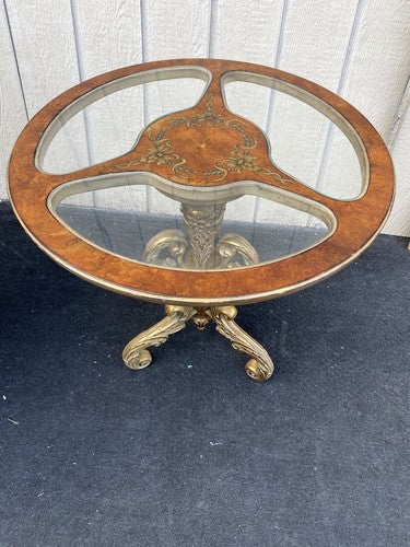 64780 Decorator Hand Painted Lamp Table with Glass Inserts