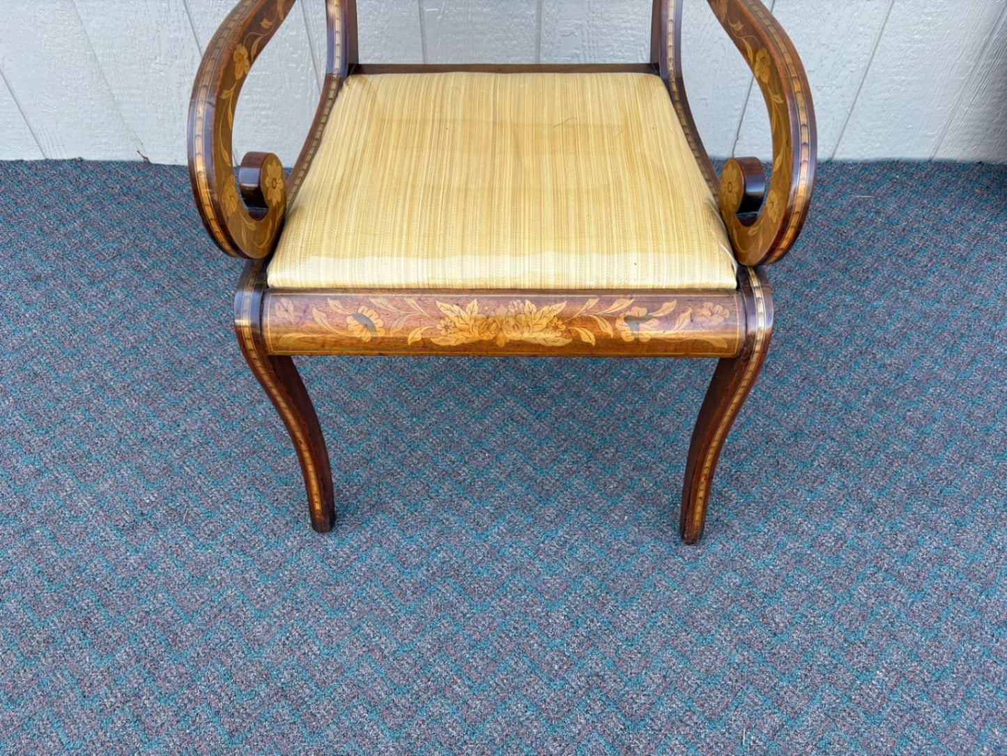 67609 Inlaid Empire Style Armchair with Floral Marquetry