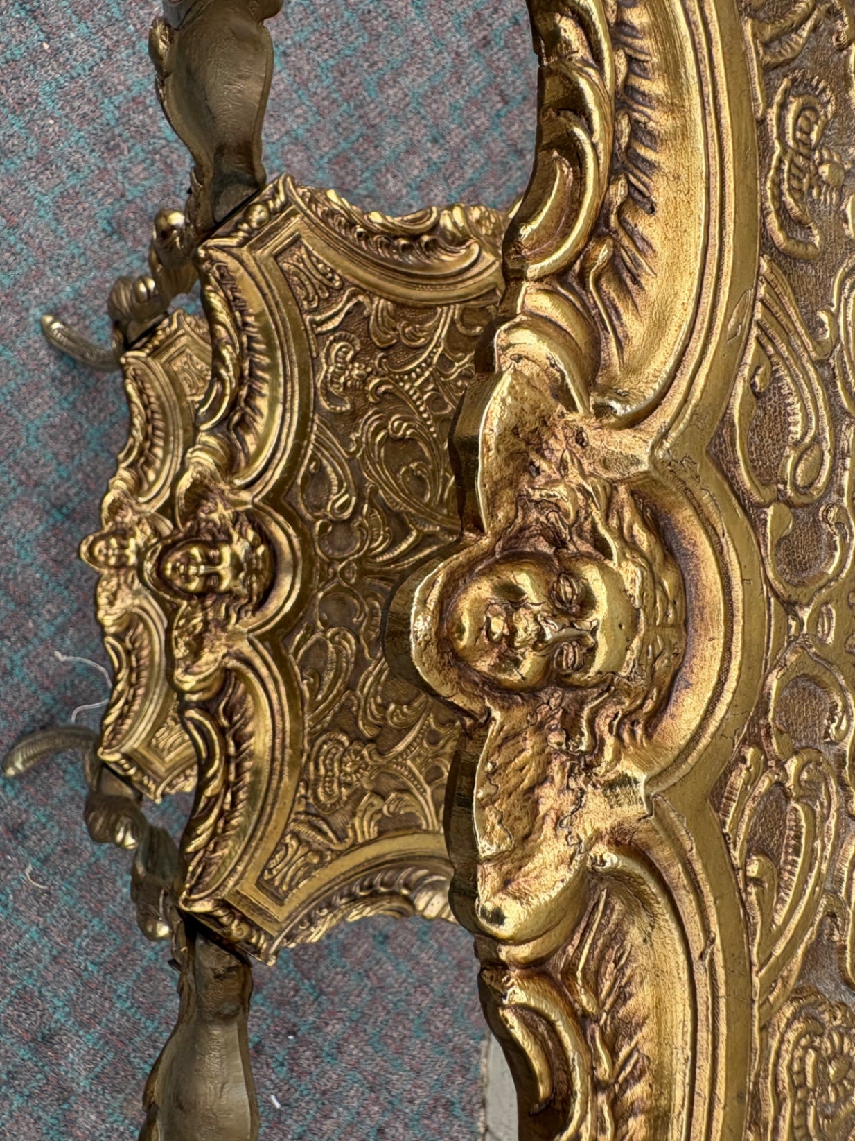 Ornate Victorian Three-Tier Cast Iron Plant Stand with Gold Finish