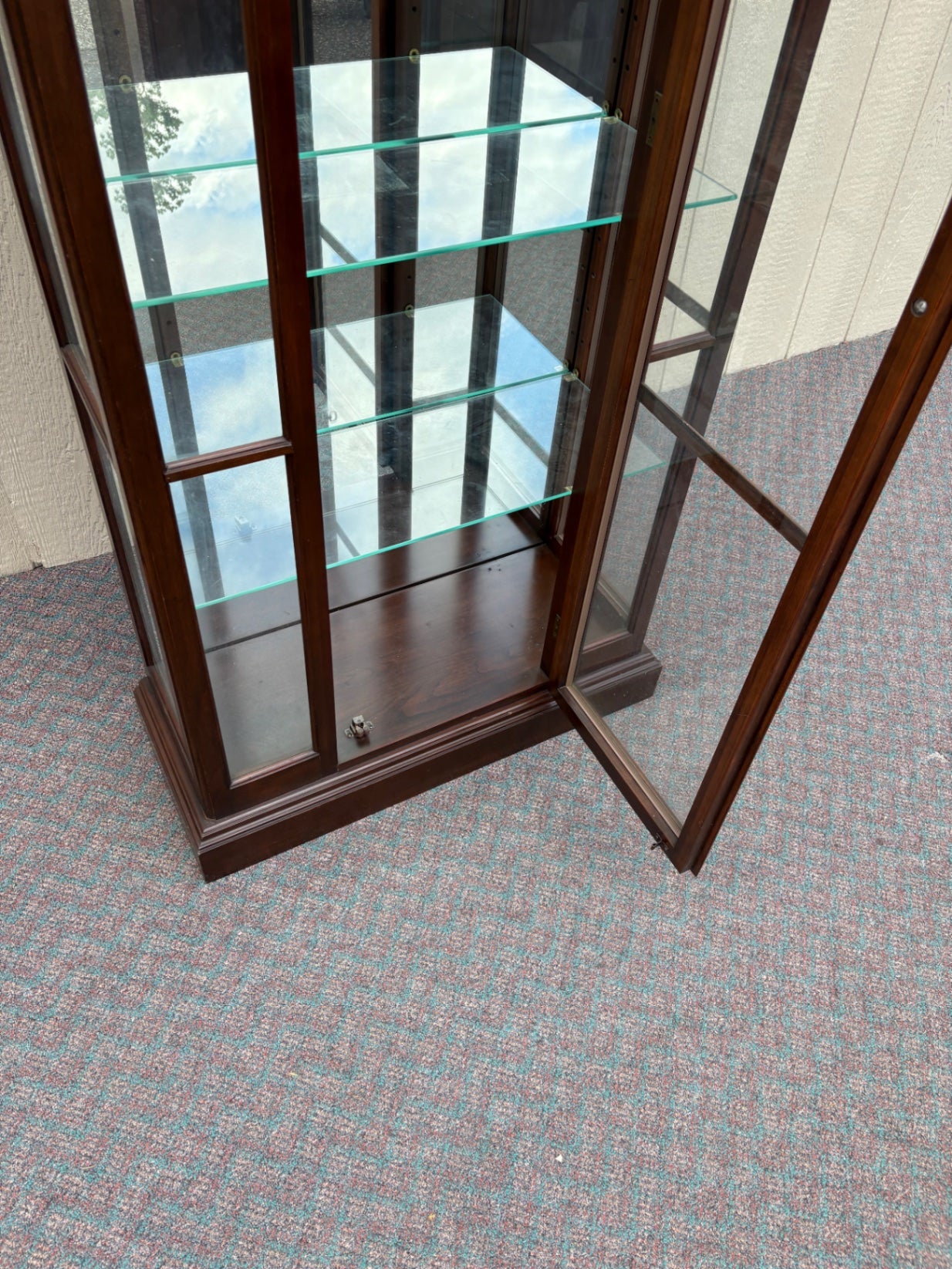 67827 Ethan Allen Lighted Curio Cabinet with Glass Shelves