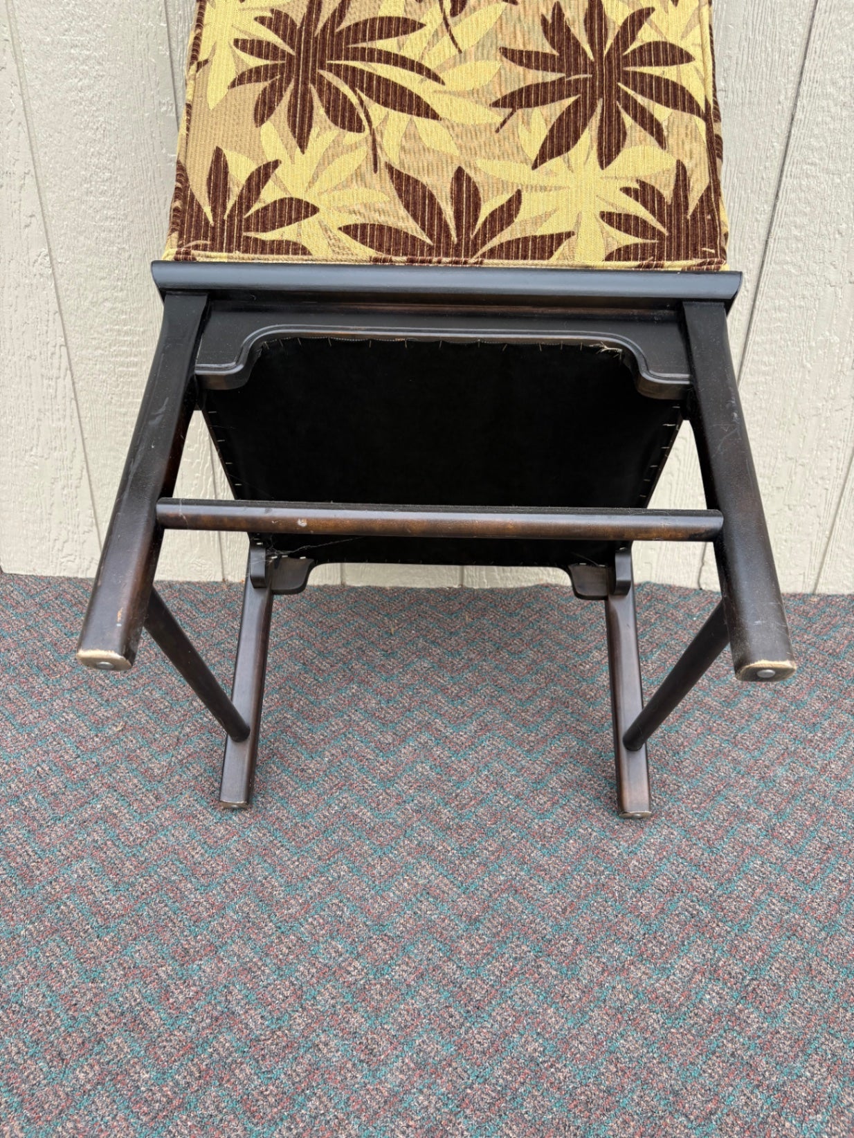 65672 Set of 6 Mid-Century Modern Dining Chairs with Floral Upholstery