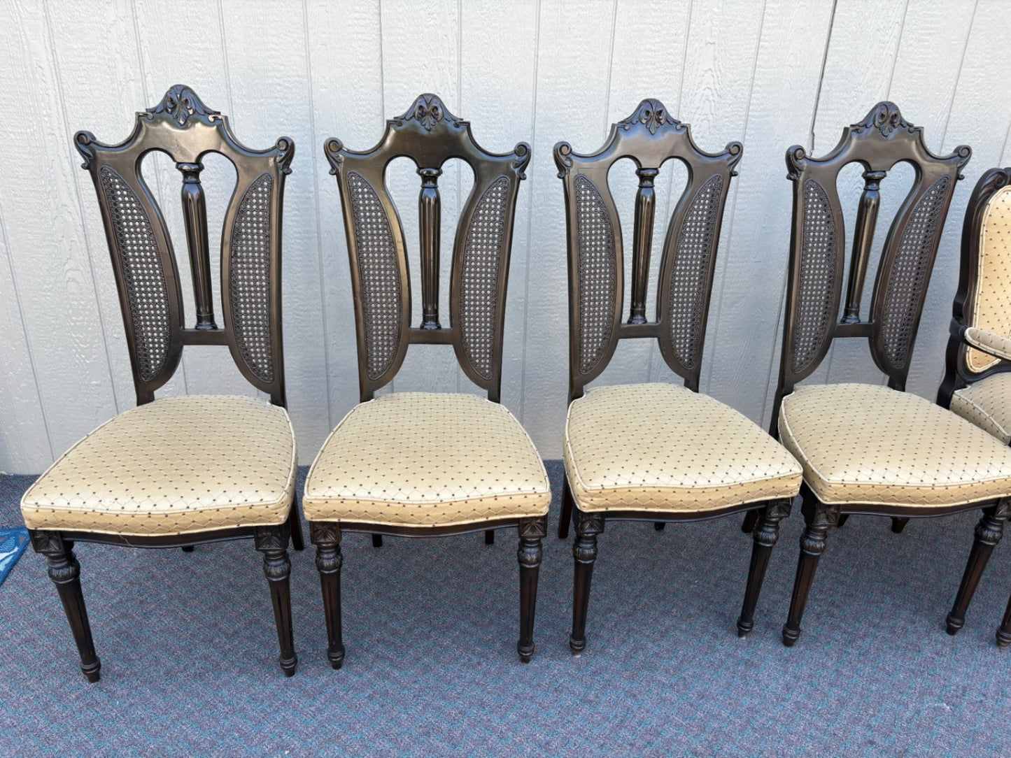 67853 Set of 6 Victorian Revival Dining Chairs with Carved Details