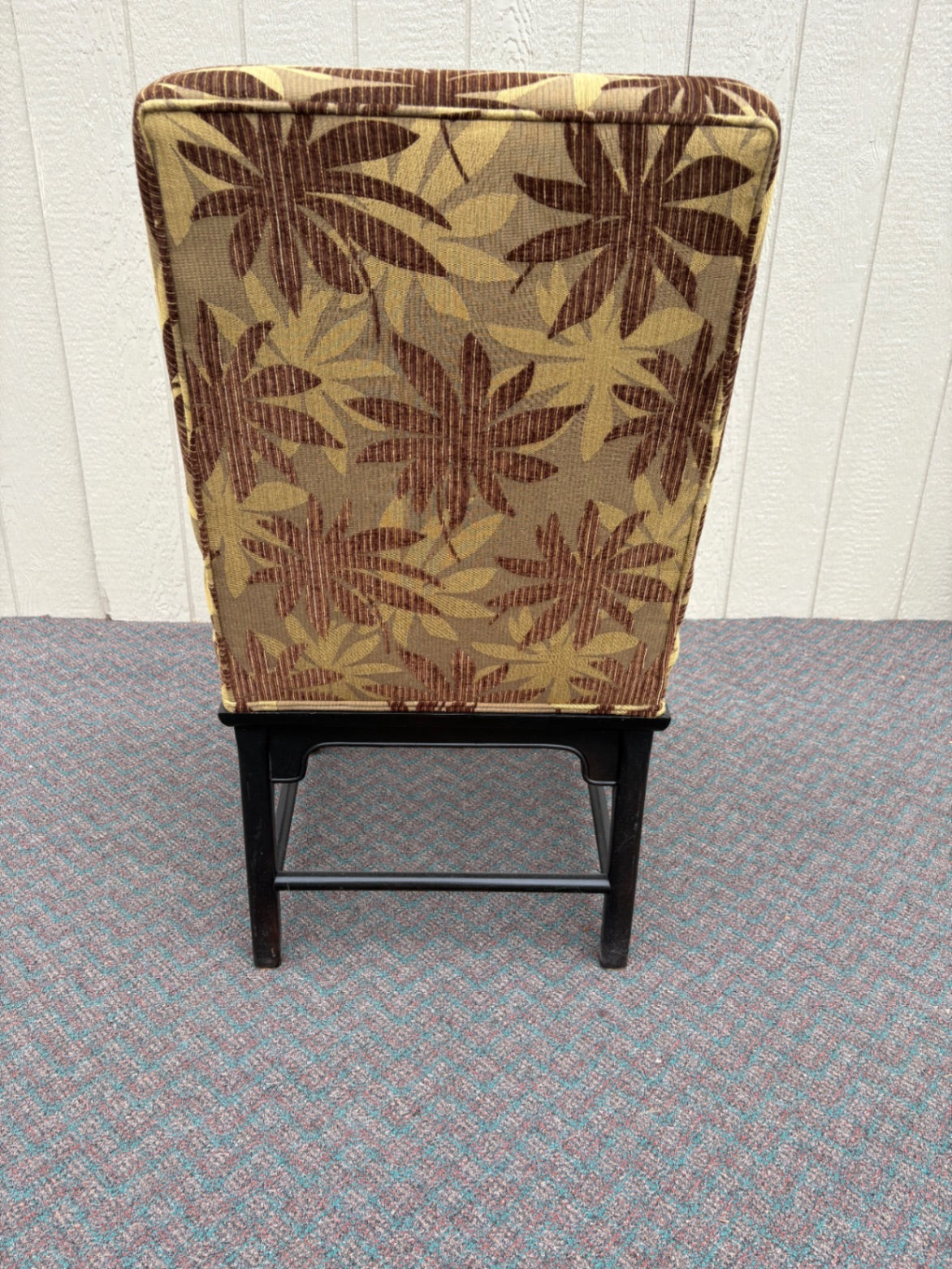 65672 Set of 6 Mid-Century Modern Dining Chairs with Floral Upholstery