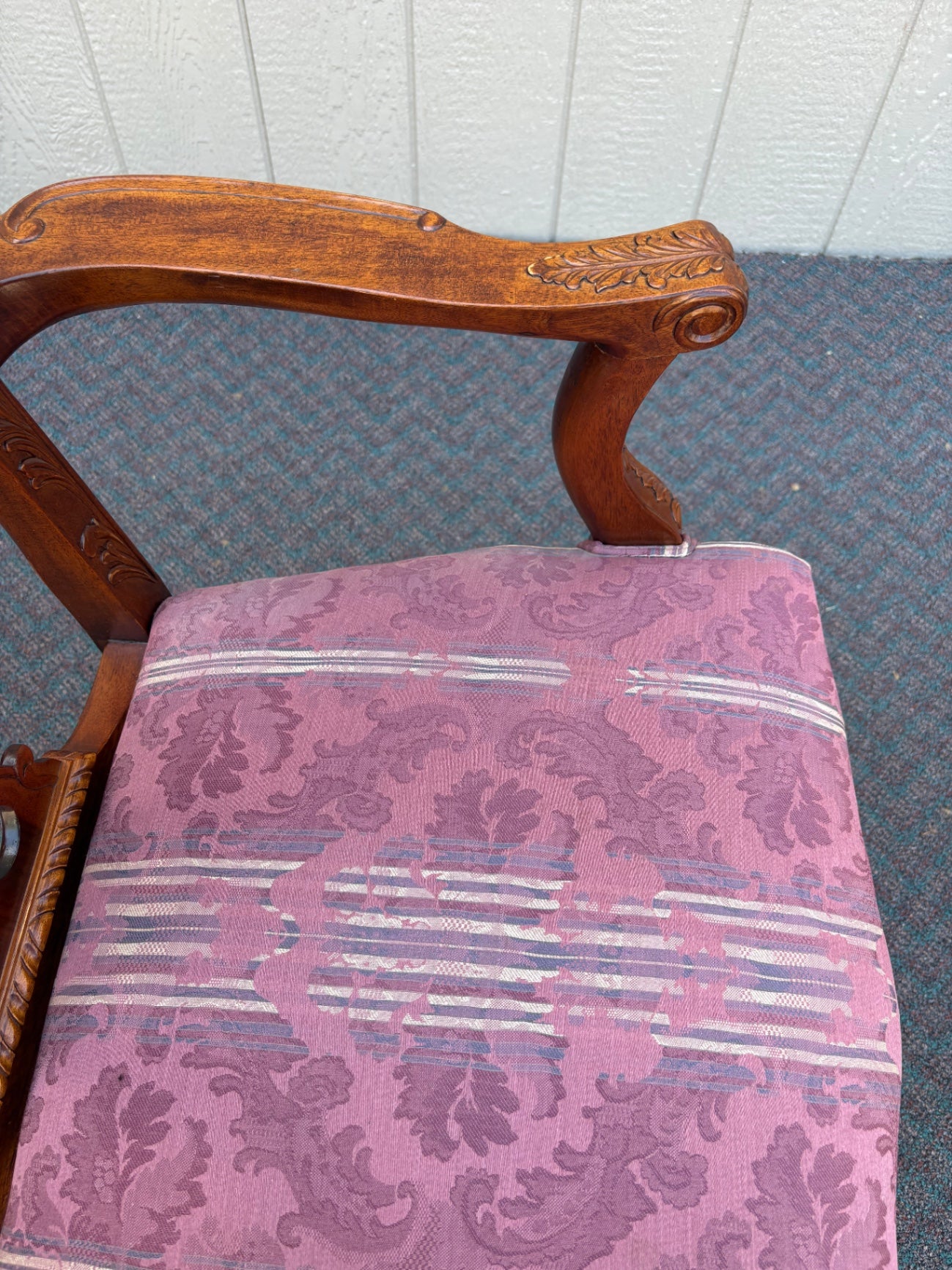 67770 Pair of Chippendale Style Armchairs with Carved Details