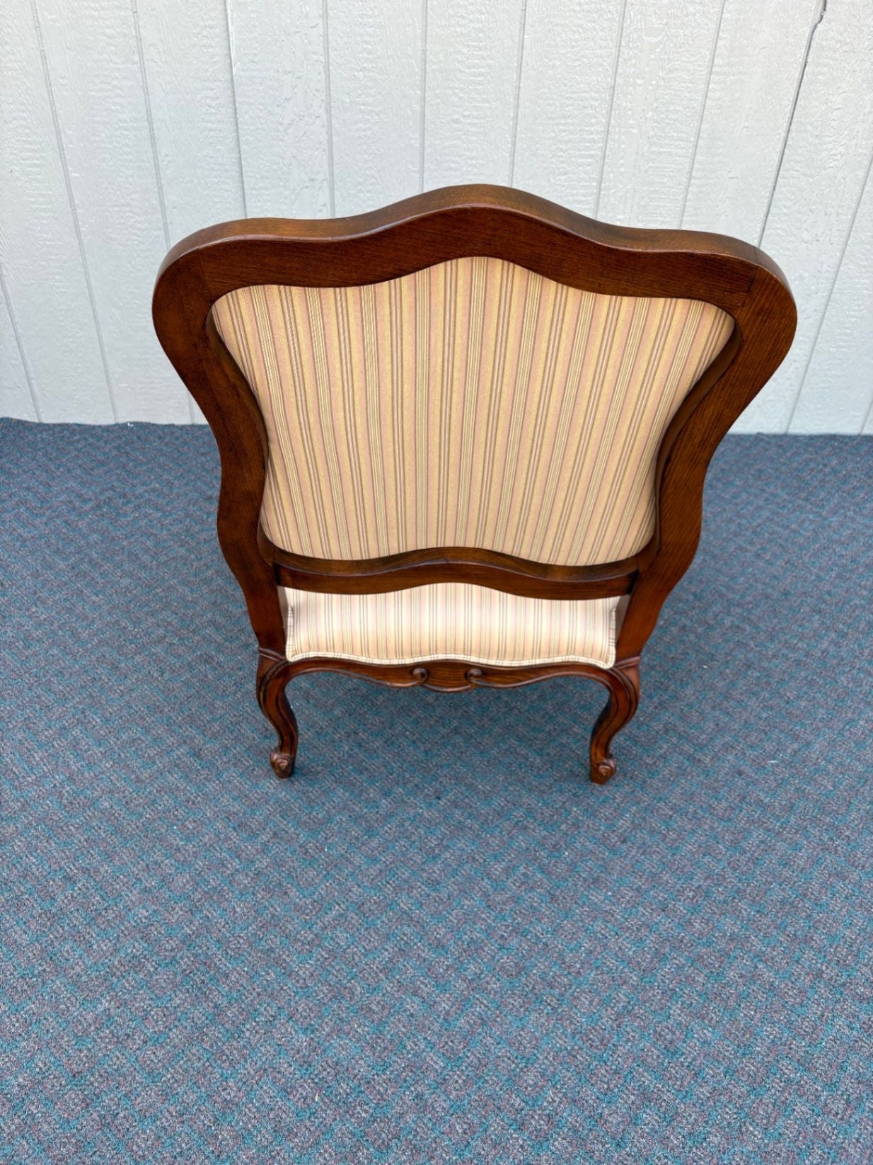 67602 Ethan Allen French Provincial Bergere Chair in Striped Upholstery