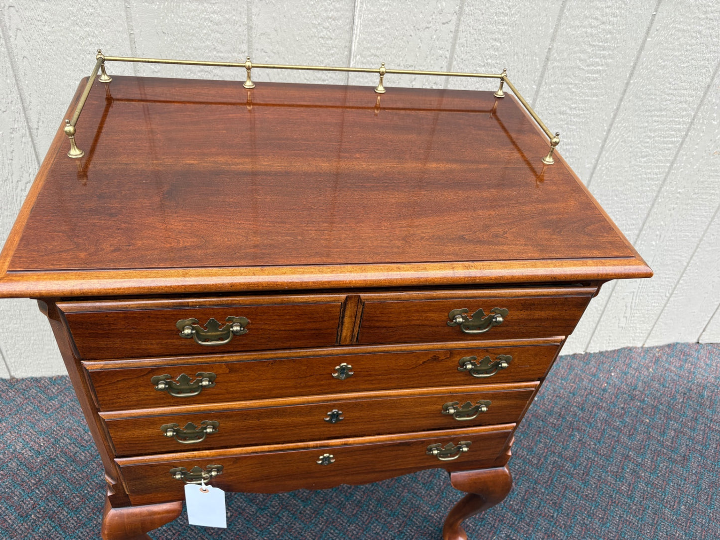 67821 Vintage Lane Queen Anne Style Cherry Wood Chest with Brass Gallery