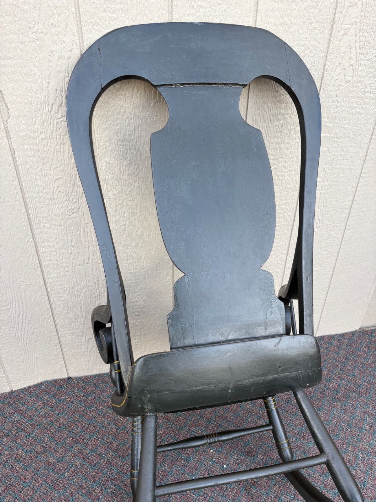 67519 Early 20th Century Hand-Painted Black Country Rocking Chair
