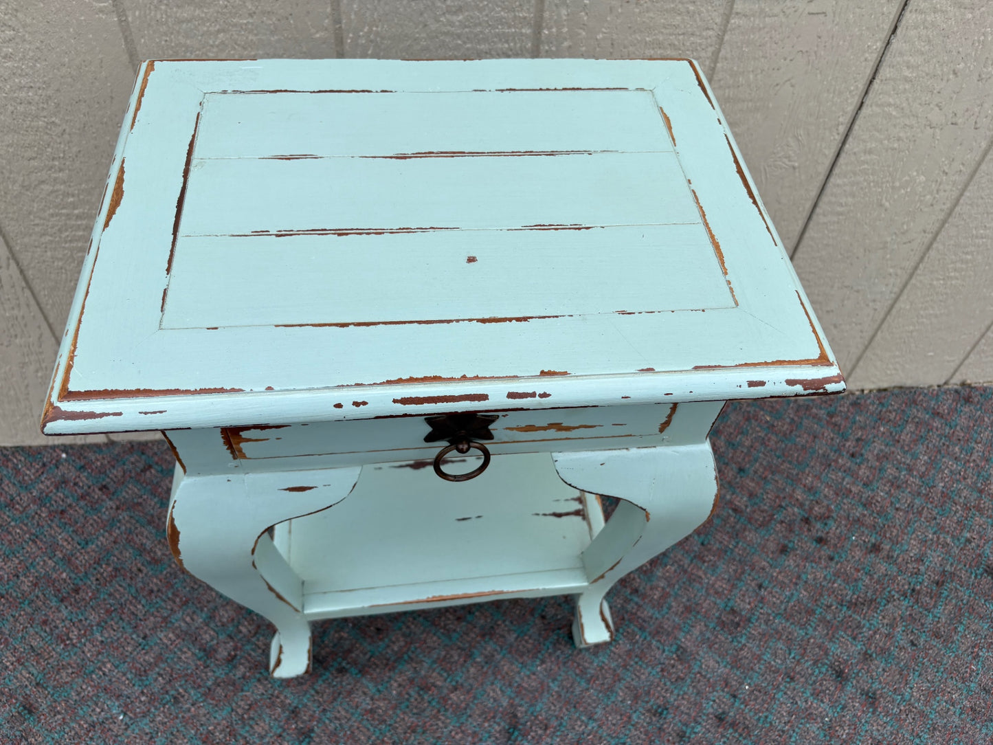 Distressed Shabby Chic Nightstand with Single Drawer