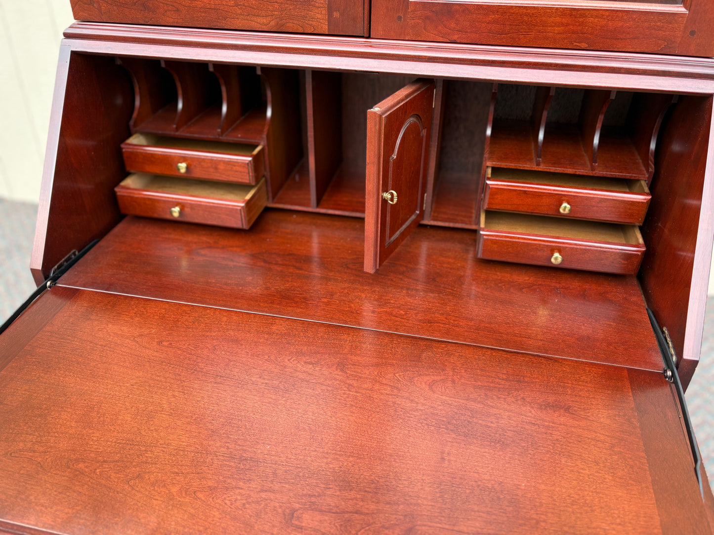 67723 Jasper Secretary Desk with Hutch, Traditional Cherry Wood Finish