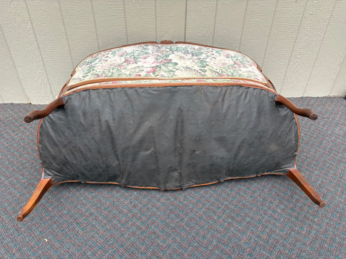 67710 Antique French Louis XV Style Loveseat with Floral Upholstery