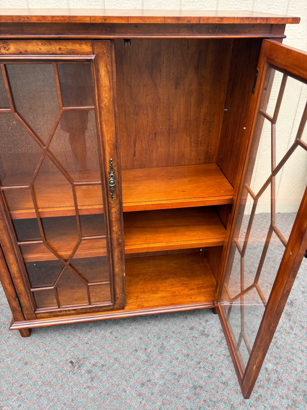 Vintage Two-Door Bookcase with Glass Paneled Doors