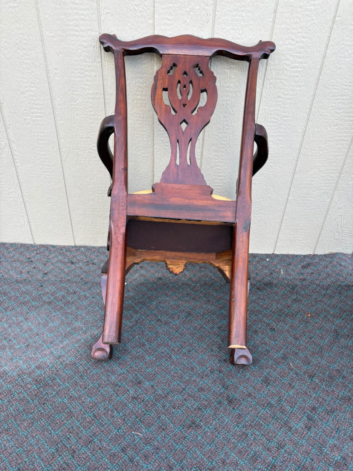 68129 Pair of Chippendale Style Mahogany Armchairs with Carved Details