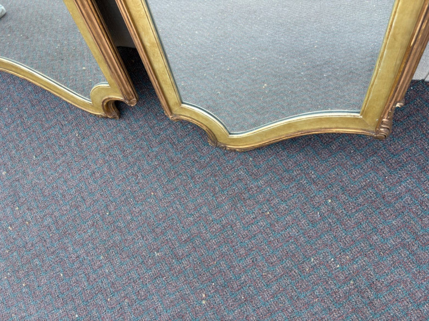 66850 Pair of Vintage Gold Gilt Wall Mirrors with Ornate Frames