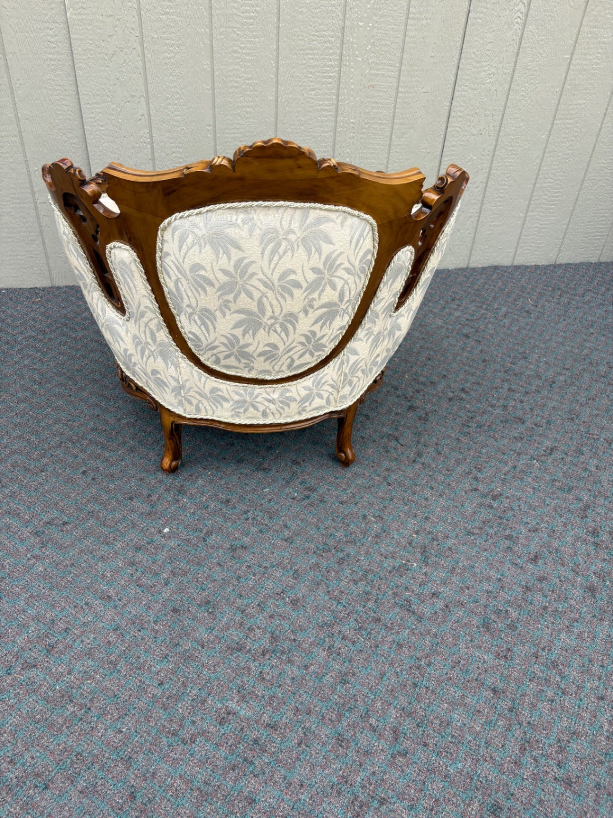 67670 Pair of Victorian Revival Armchairs with Carved Wood Frames