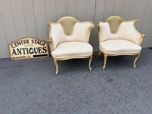 67983  Elegant Pair of Louis XV Style Cane Back Accent Chairs