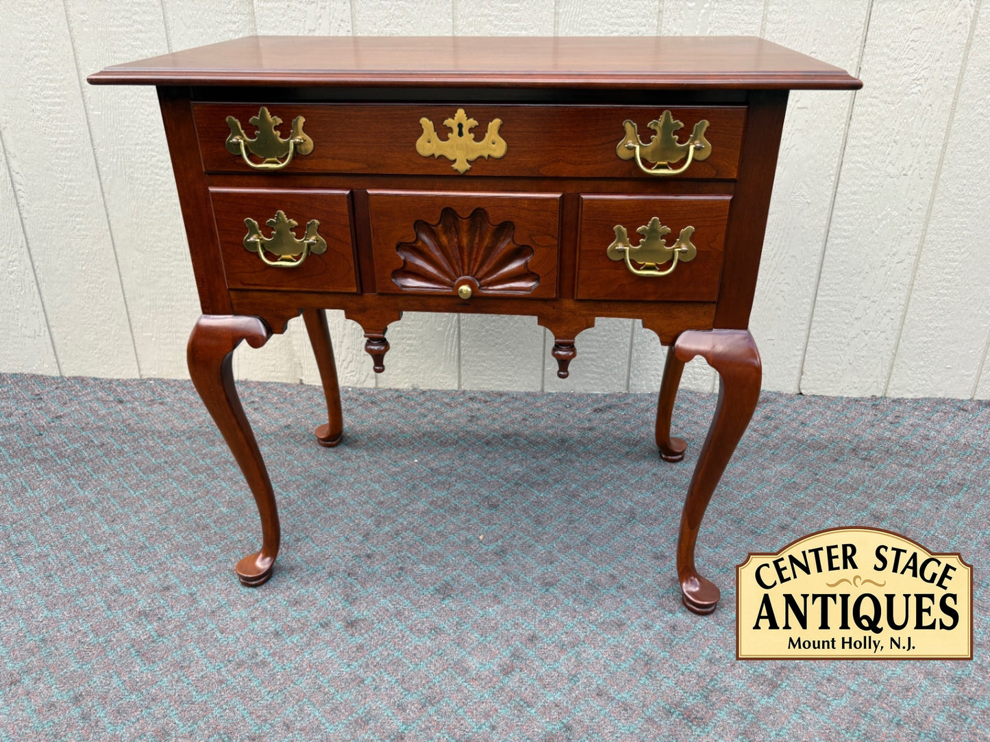 68096 Councill Queen Anne Style Mahogany Lowboy with Brass Hardware