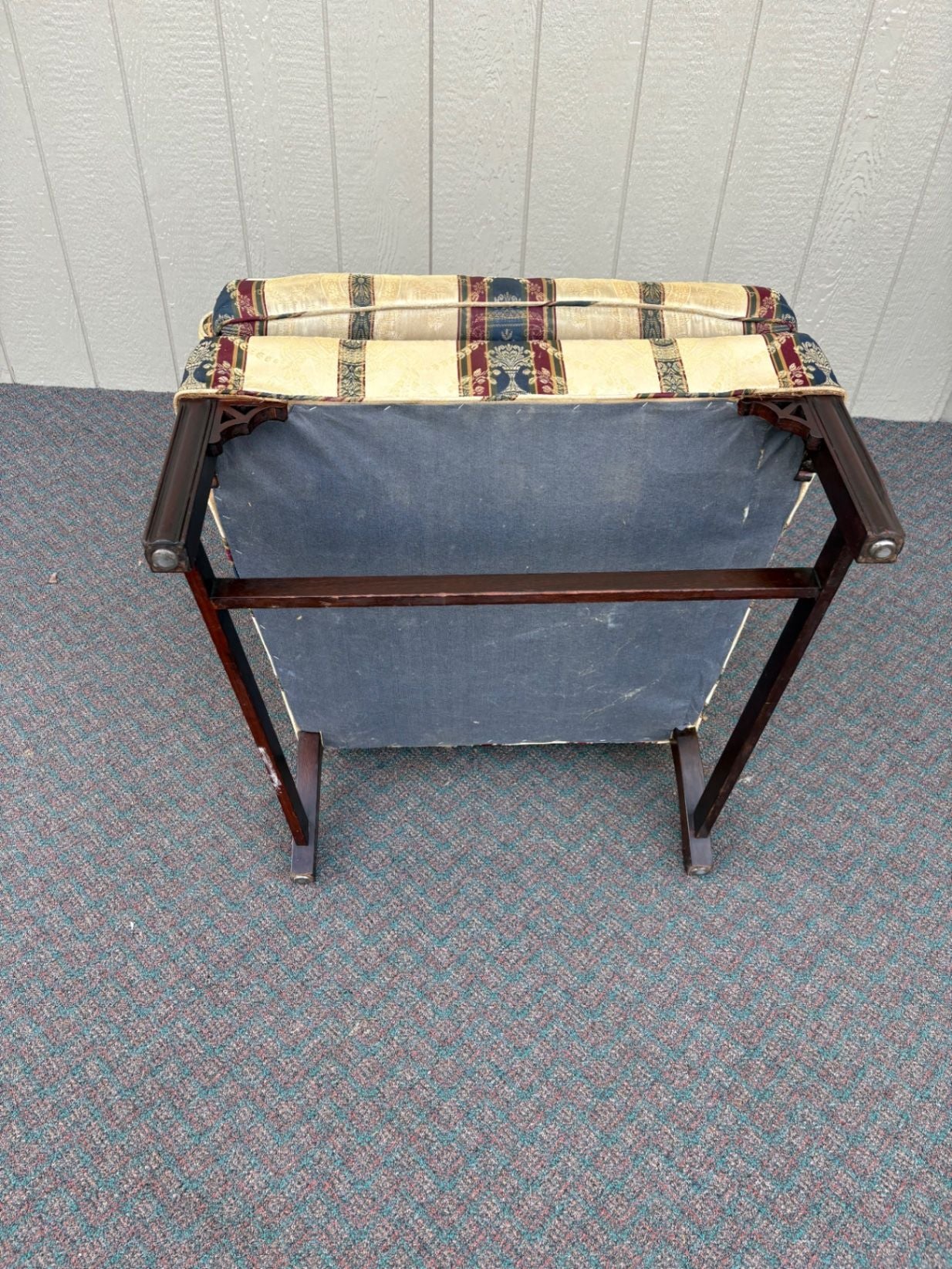 67518  Elegant Chippendale Wing Chair with Striped Upholstery